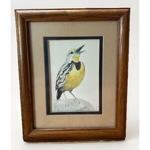 Vintage 1979 Western Meadowlark Watercolor – Signed Robert Griswold – Nature Art